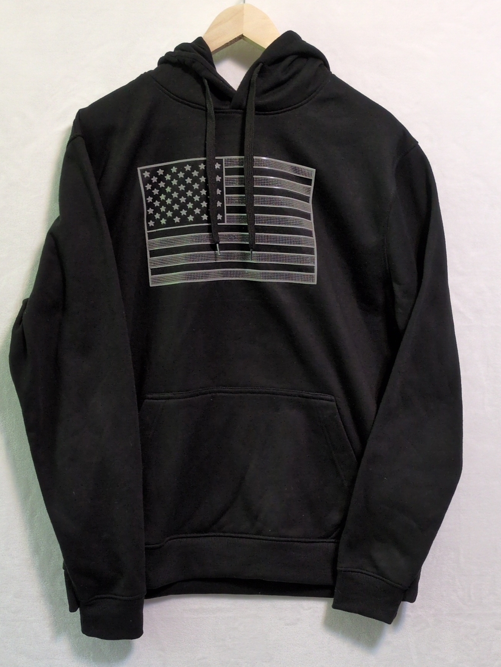 American Legends Black American Flag Graphic Pullover Hoodie Sweatshirt Large